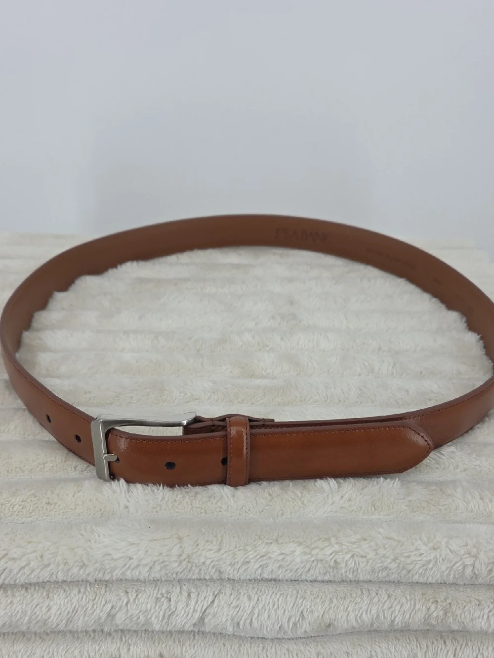 Jos. A. Bank Brown Leather Belt with Silver Buckle